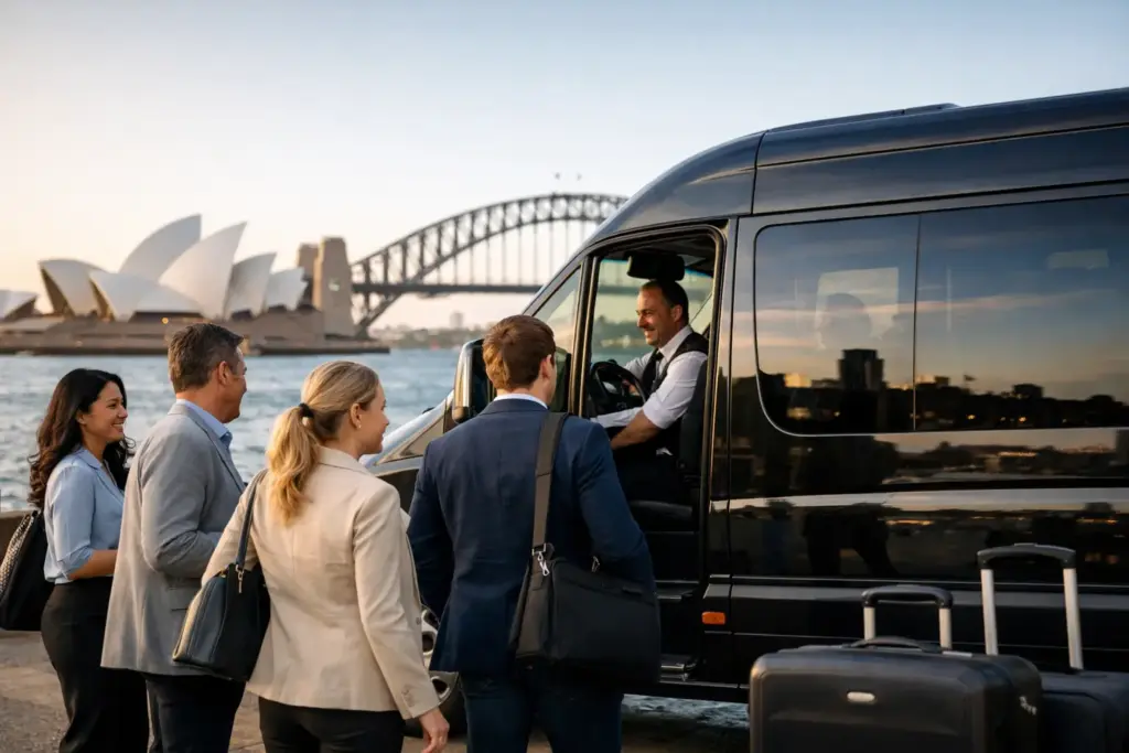 people getting ready for group transport in sydney